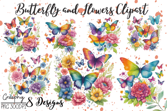 Download Beautiful Butterfly and Flowers Clipart - Premium Resources