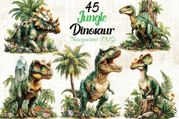 Download Jungle Dinosaur Clipart Bundle - Dinosaur clipart Collection