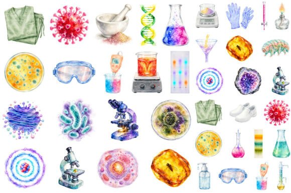 Download Watercolor Science Lab Clipart Bundle - Lab clipart Collection